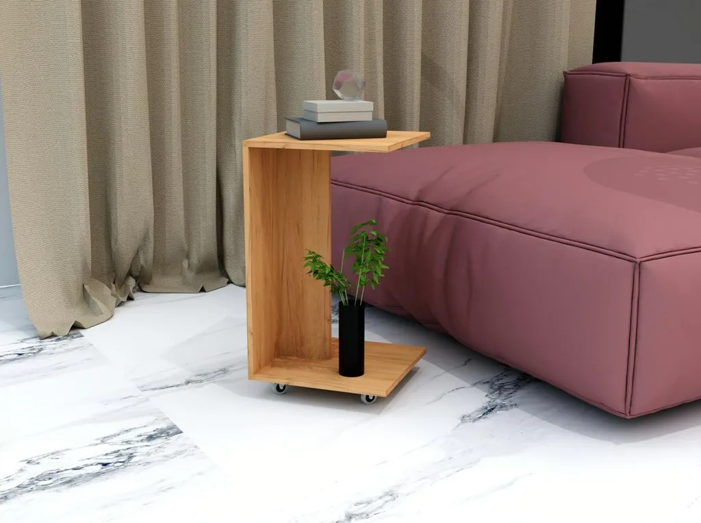 Table d'appoint à roulettes avec plateau CRAFT, table en C ergonomique