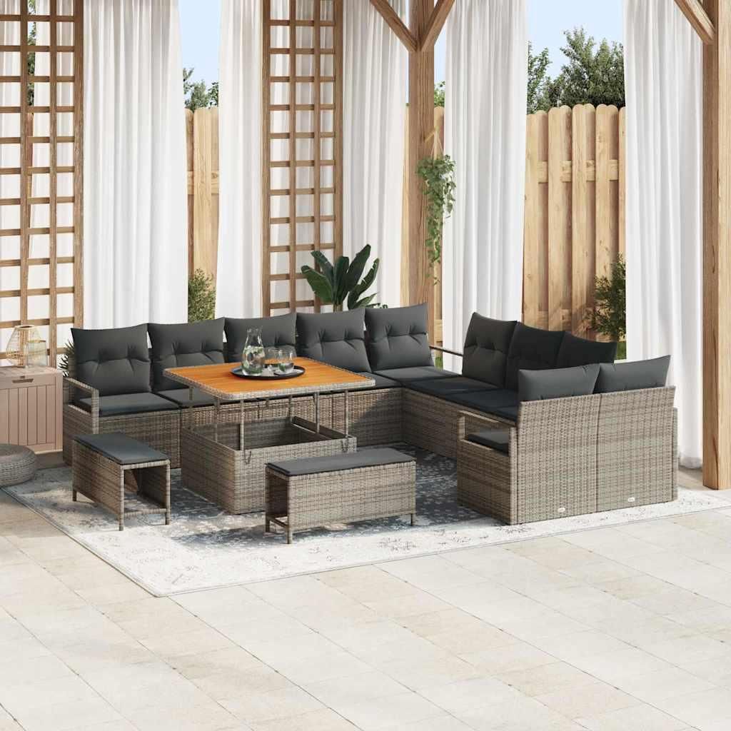 Maison Exclusive - Gartensofa-set mit Kissen 13 pcs Grau Poly-Rattan