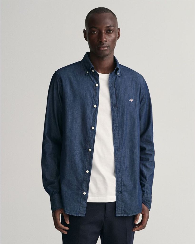 Gant Slim Indigo Bd Langarmhemd Blau M Herren Blau M