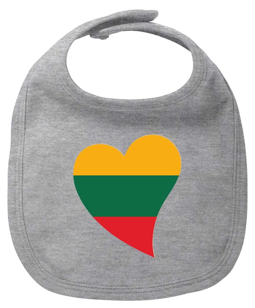 Huuraa Baby Lätzchen Litauen Flagge Herz Heather Grey Klettverschluss Baumwolle Latz Geschenkidee