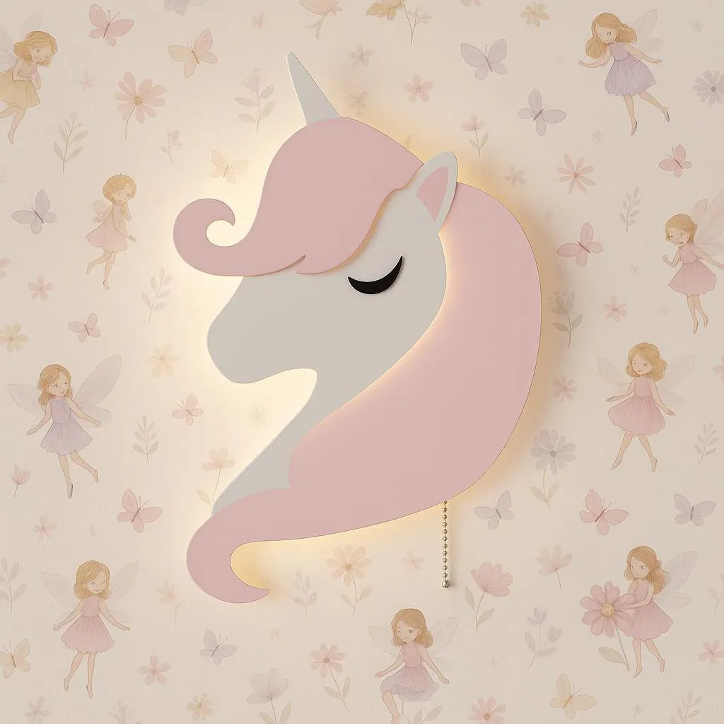 Veilleuse LED licorne-poney fixation murale pour chambre d'enfant
