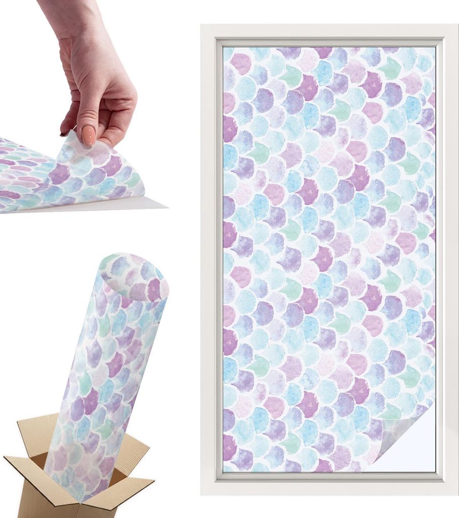 Buntglasfolie für Fenster – 100x50 cm – Stained-Glass-Fensterfolie, dekorativ & blickdicht – Selbstklebende Glasdekorfolie im Buntglas-Desig...
