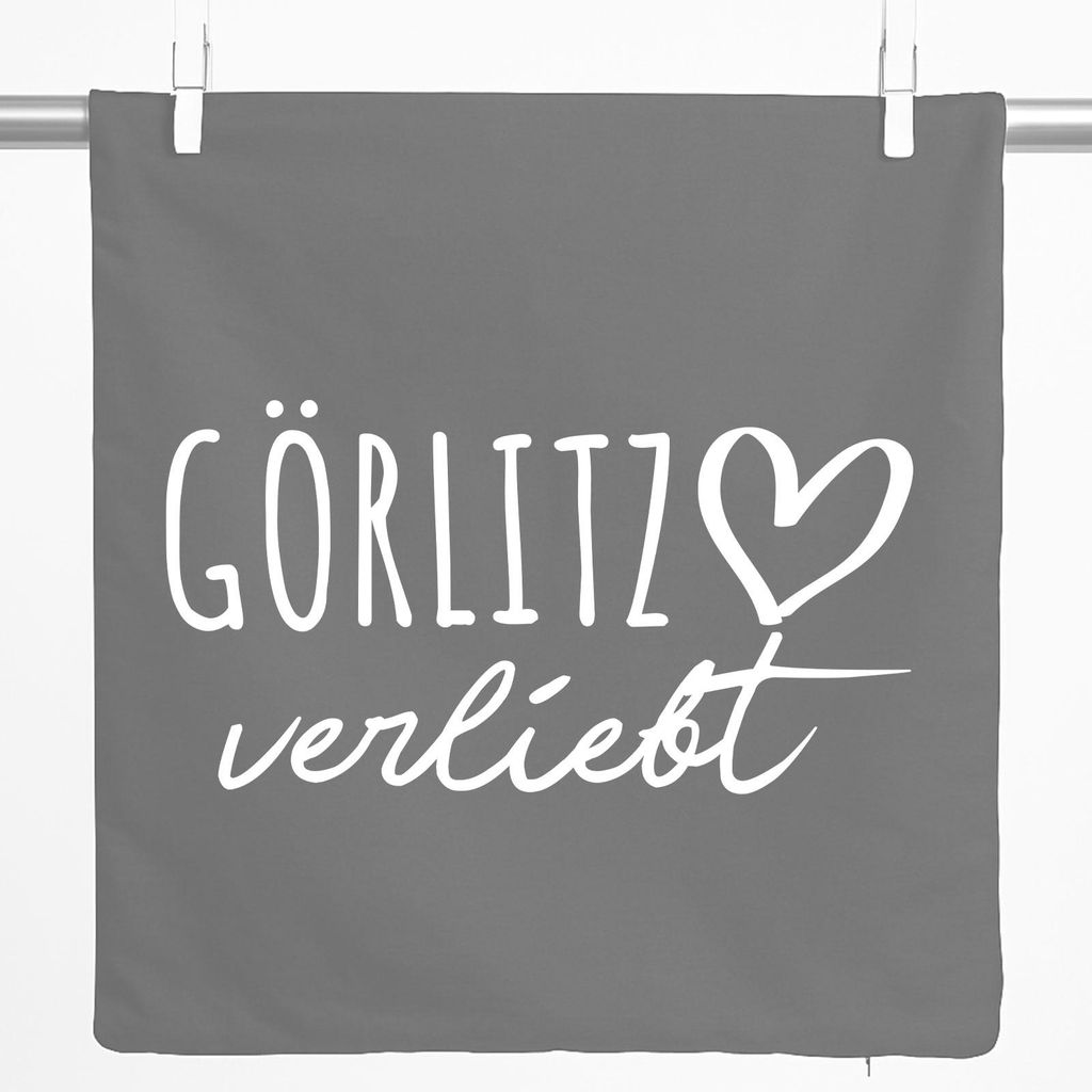 Huuraa Kissenbezug Görlitz verliebt 40x40cm Steel Grey Baumwolle Dekokissenbezug Geschenkidee