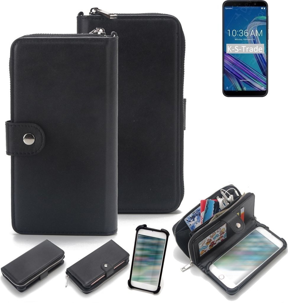 K-S-Trade 2in1 Handyhülle Schutzhülle kompatibel mit Asus ZenFone Max Pro (M1) & Portemonnee Cover Handy Hülle Case Etui Geldbörse Wallet