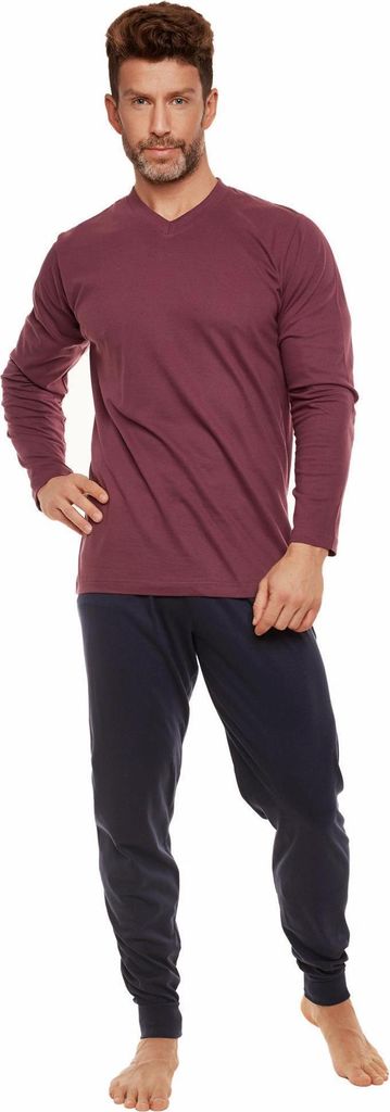 Moonline nightwear Herren Schlafanzug, XXL, Bordeaux/Navy