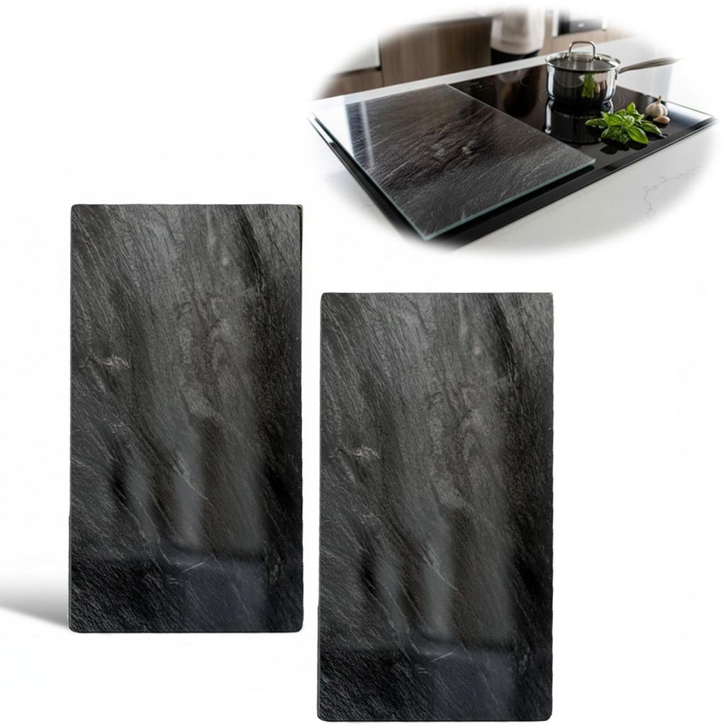 LS-LebenStil 2´er Set Glas Herdabdeckplatten Schiefer Produktbild 