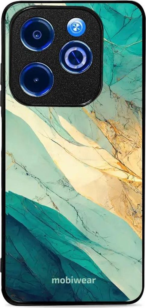 Handyhülle für Infinix Smart 8, Mobiwear Glossy Case, Türkis-Marmor