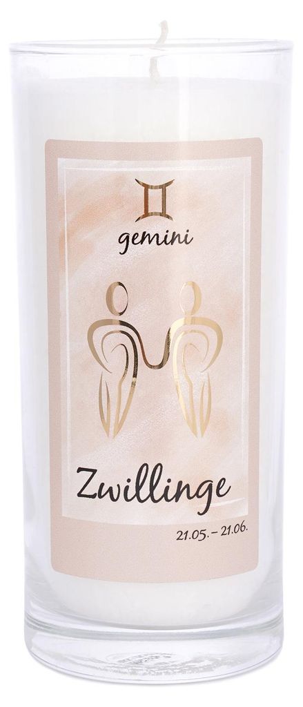 yogabox Sternzeichen Kerze - weiß 14 x 6,5 cm Zwillinge