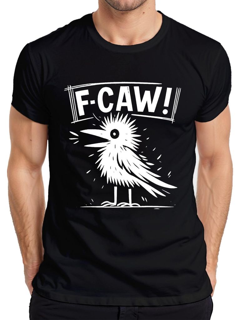 FCAW Krähe Rabe Vogel lustig Geschenk Gothic Punk Halloween Herren T-Shirt, Schwarz, XL