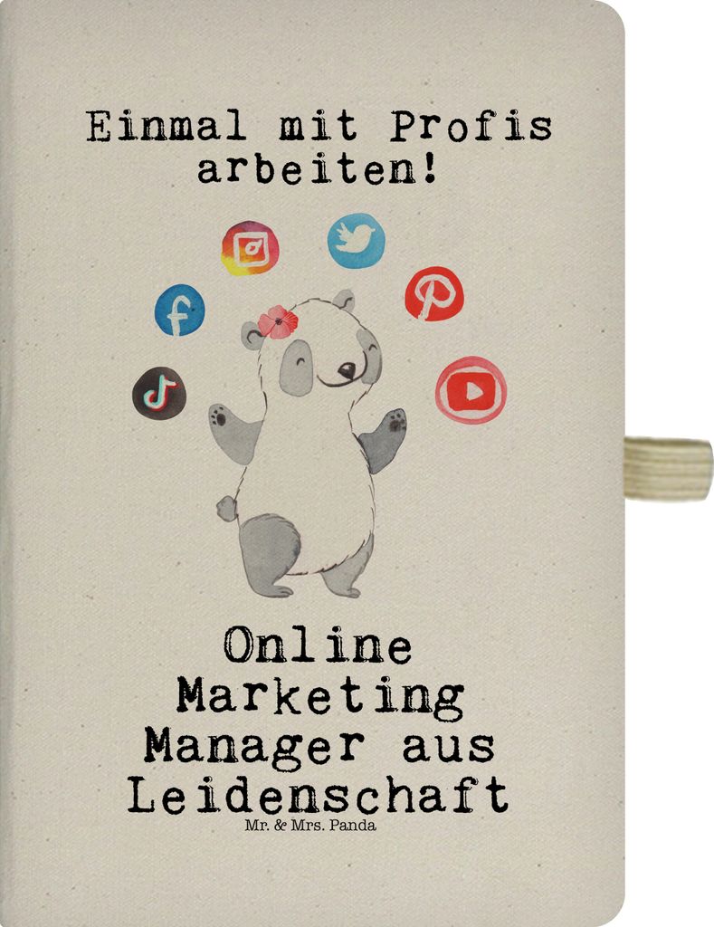 Mr. & Mrs. Panda notizbuch Online Marketing Manager Leidenschaft - Transparent - Geschenk, Kladde, Digital, Tagebuch, Marketingmanager, Journal, Ju...
