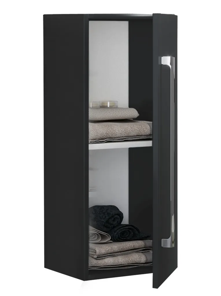 Mobiletto Bagno Badinos Nero 75cm - Armadietto Stretto Profondo 22cm