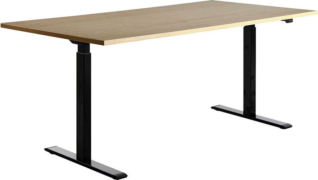 Topstar E-Table höhenverstellbarer Schreibtisch ahorn rechteckig T-Fuß-Gestell schwarz 180,0 x 80,0 cm