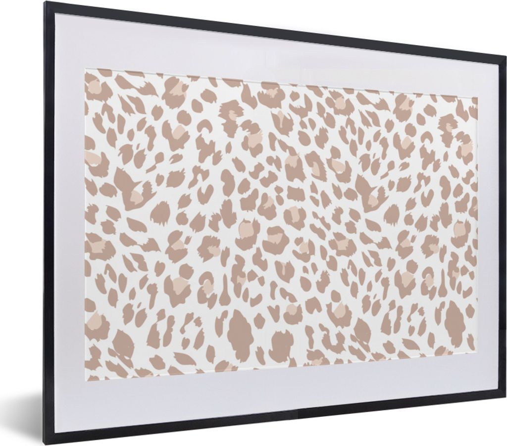 MuchoWow Gerahmtes Poster Panther Druck - Pastell - Flecken 40x30 cm - Poster mit Schwarzem Bilderrahmen Wandposter Rahmen Foto Bilder - Bilderra...