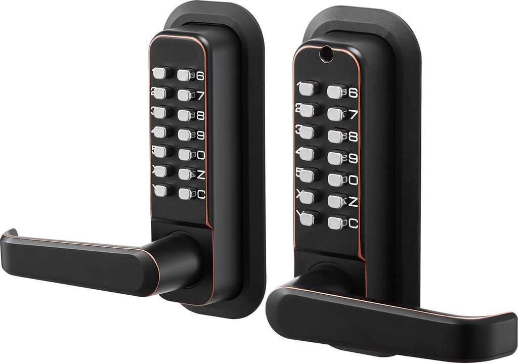 SucceBuy Mechanisches Codeschloss mit doppelseitigem Tastensystem (4- bis 7-stelliger Code), schlüsselloses Türschloss mit Griff und automatische...