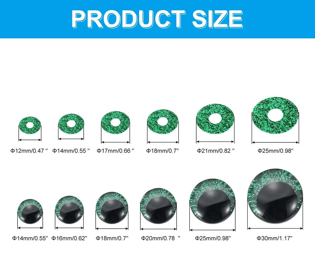 14-30mm Blitzsicherheitsaugen, 56 Stš¹ck Puppenaugen Realistische Bunte H?kelsicherheitsaugen fš¹r Dekoration H?keln Sicherheitsaugen fš¹r Pu...