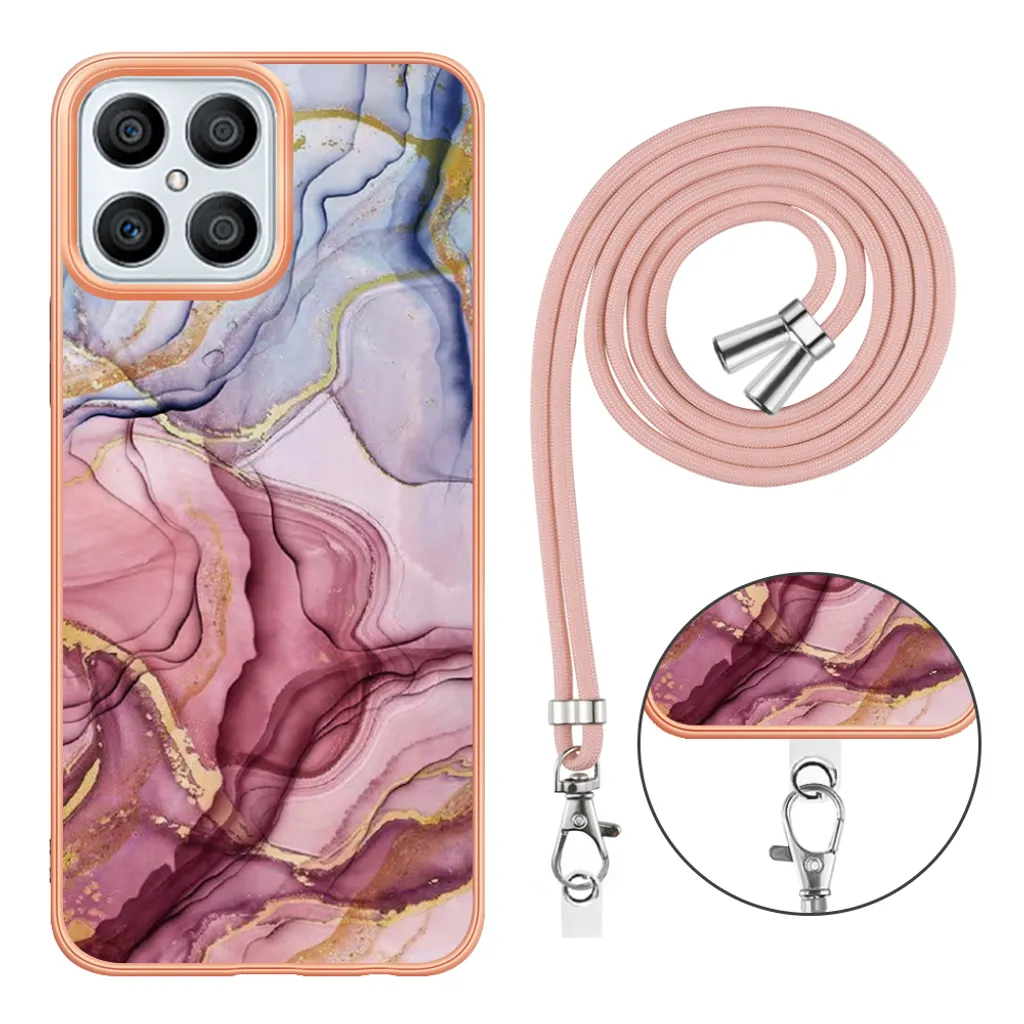 Custodia a Tracolla Honor X8 4G - Bumper TPU Oro Rosa Design - 4