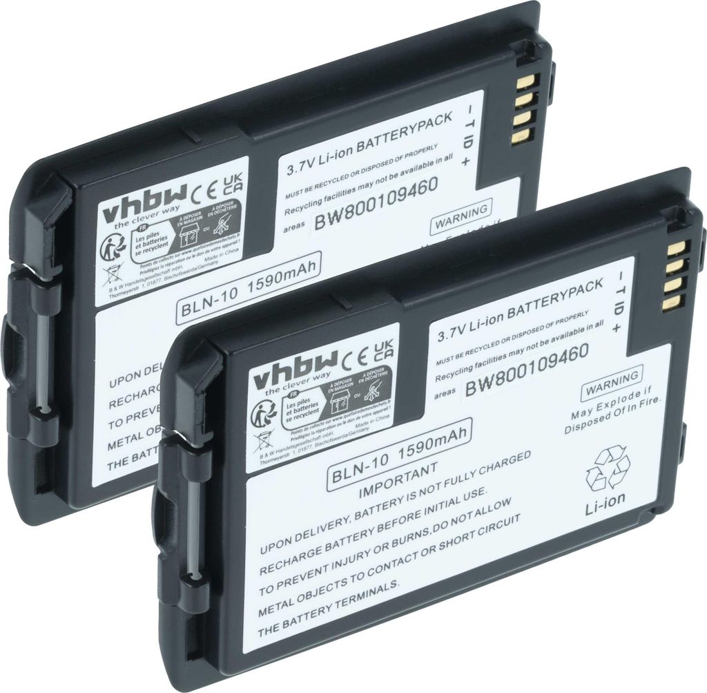 vhbw 2x Akku kompatibel mit EADS Tetra Cassidian TH1N, P8GR Funkgerät, Walkie Talkie (1590 mAh, 3,7 V, Li-Ion)