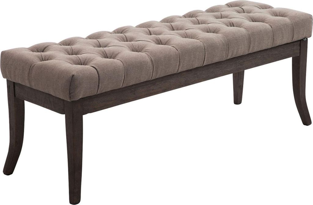 Sitzbank CANNES - Stoff Taupe 120x38x46 cm Dunkelbraun | Sitzbank Flur Sitzhocker Esszimmerbank Polsterbank Schlafzimmerbank