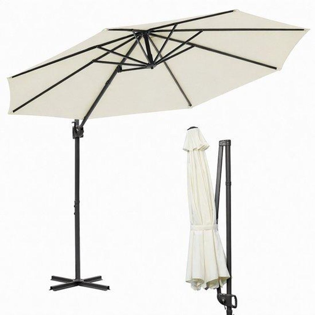 Beige 300 cm - Wasserfest - Verstellbarer Höhe - Neigbar und Drehbar - UV50+ Schutz