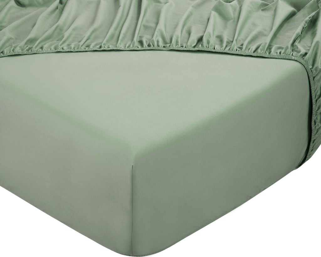 DoubleDry Spannbettlaken 140x200 cm - 100% Baumwolle - Spannbetttuch - Gummiband rundum - 28 cm Steg - Altgrün