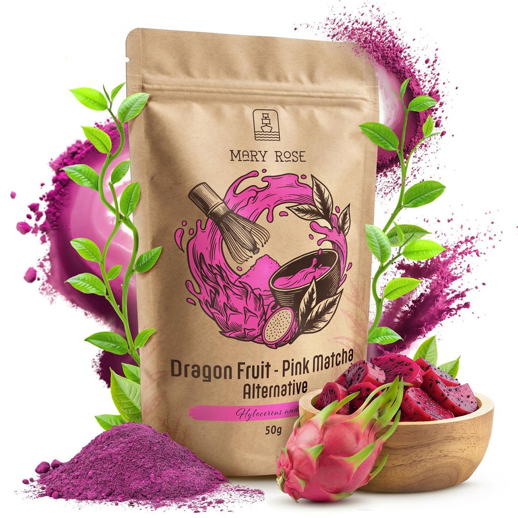 Mary Rose - Pink Matcha Tee Drachenfrucht Pulver 50g - Produktbild 