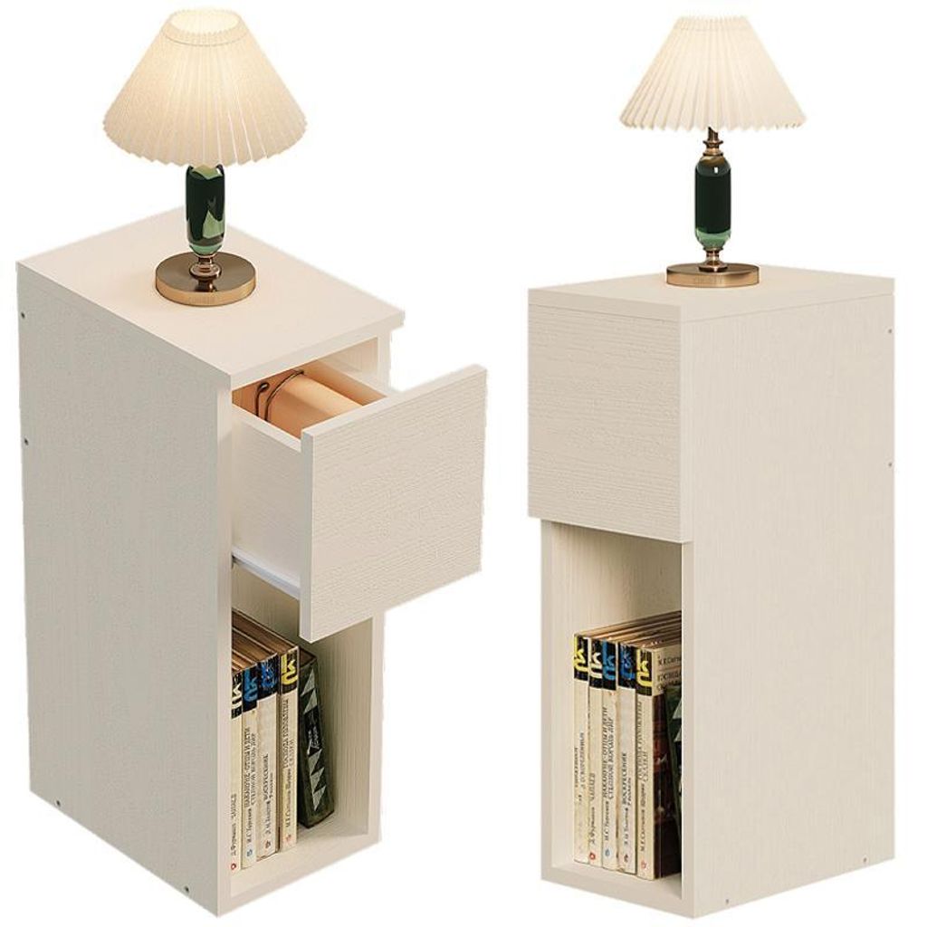 Schmaler Nachttisch Mit Schublade – Tisch Mit Regal – Moderner Loft-Stil