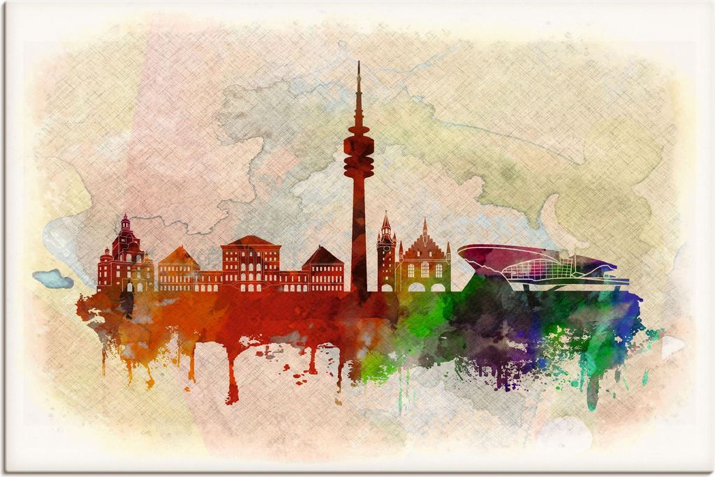ARTland Leinwandbild München Deutschland Skyline Größe: 30x20 cm