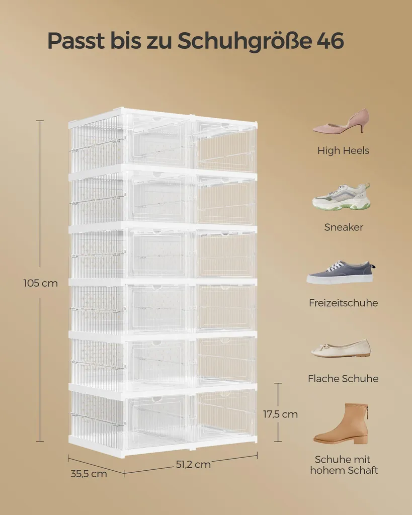 Organisateur de chaussures pour placard et dressing - 2 boîtes blanc