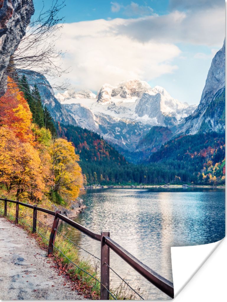MuchoWow Poster Berge - See - Weg - Natur - Wasser 90x120 cm - Wohnzimmer