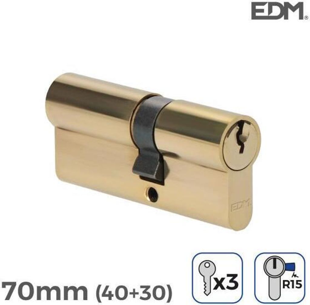 Türzylinder 70mm (40+30mm) Riegelbreite R15, 3 Schlüssel inklusive Edm