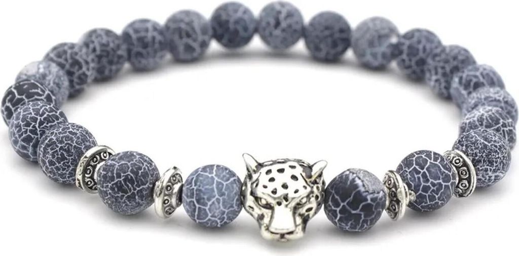 Armband Diego - Stilvolles Herrenarmband in Blau/Silber mit Leopardenkopf KP33430