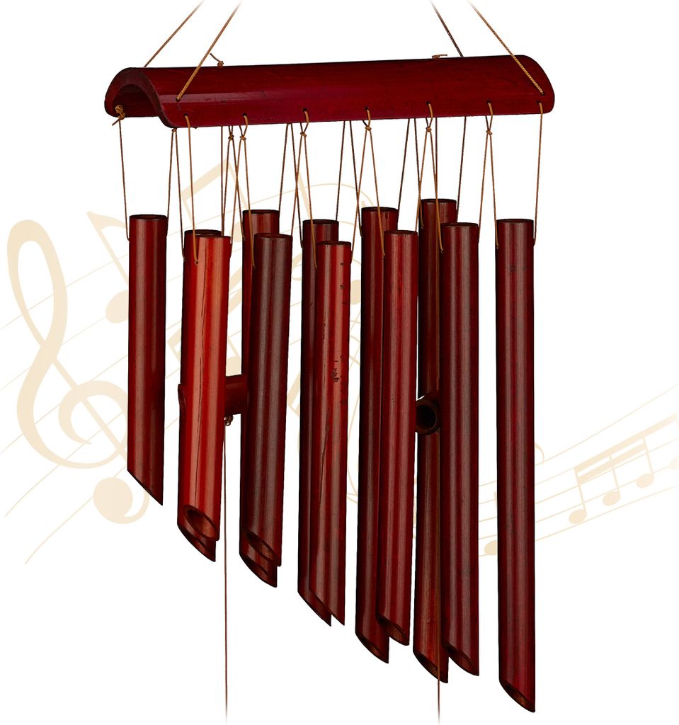 Relaxdays Carillon eolico in bambù, carillon, decorazione Immagine del prodotto 