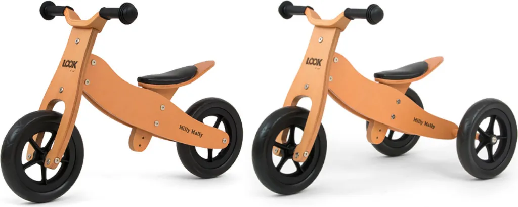 Porteur Bébé 2 en 1 Milly Mally Regard Naturel en Bois de Hêtre Robuste