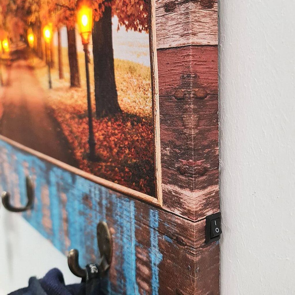 LED Schlüsselboard Holz Schlüsselleiste Flur Leinwand Produktbild 6