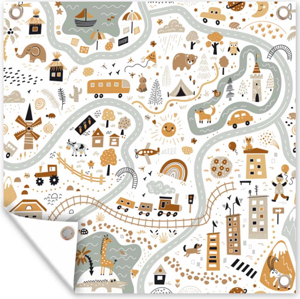 MuchoWow 50x50 cm Outdoor-Poster Gartendeko Sichtschutz Garten Poster für den Garten Auto - Tiere - Kinder - Straßen
