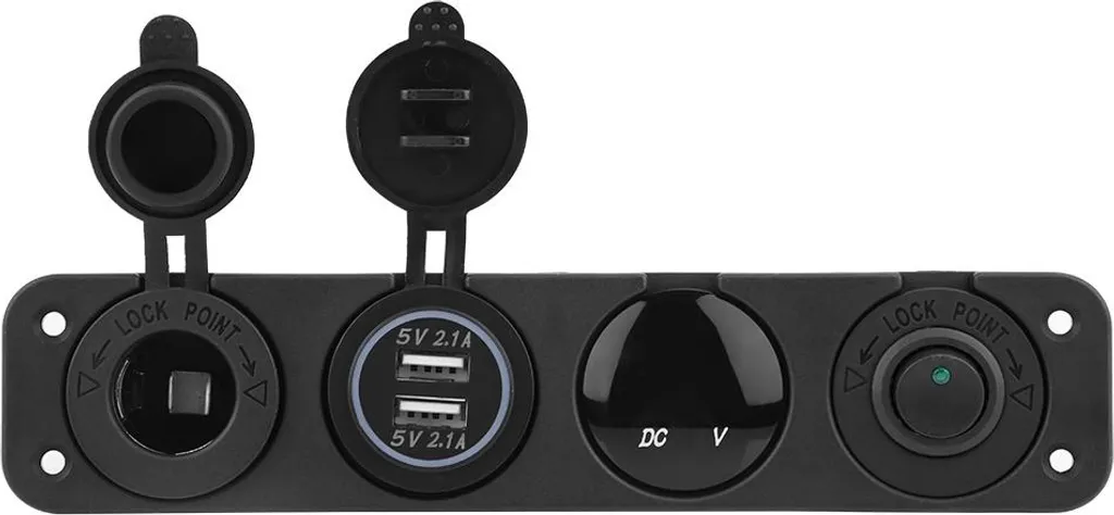 Pannello Cablaggio 12V/24V con Voltmetro Verde e USB Dual Port 4.2A