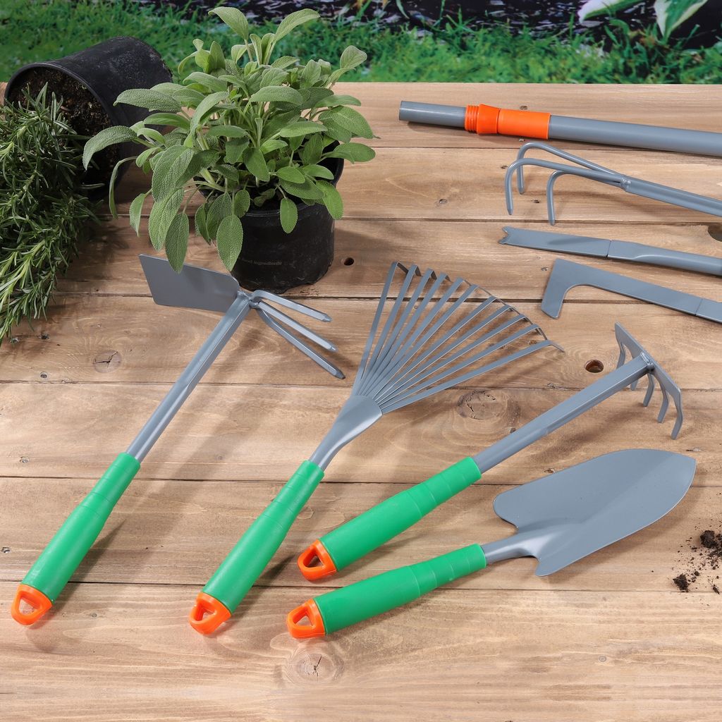 braun Handgartenkelle Tramontina 3-teiliges Gartenwerkzeug-Set aus Kunststoff Pflanzkelle ergonomischen Griffe Grubber 