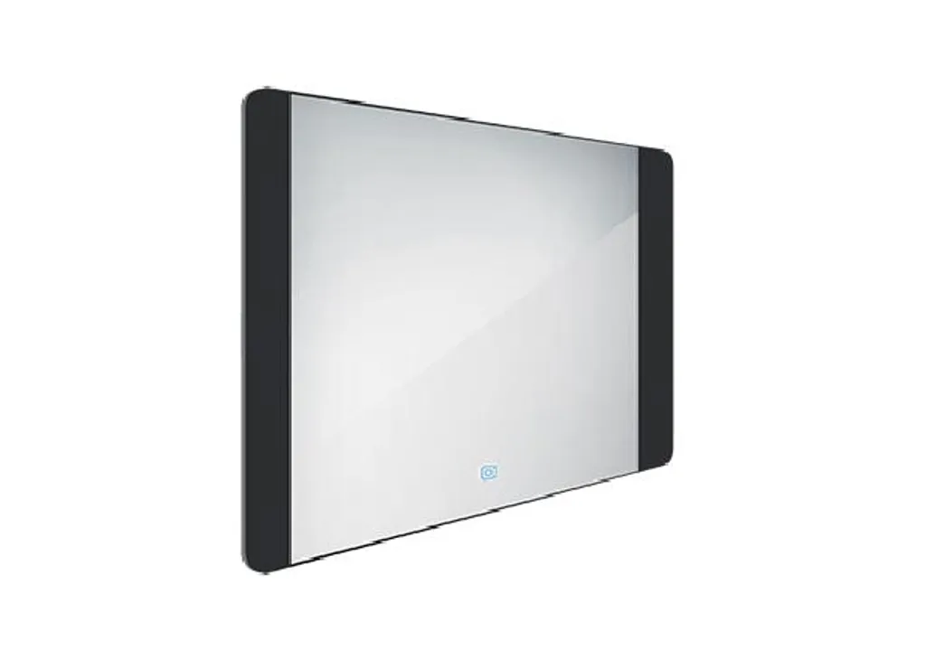 Miroir LED anti-ombre tactile Nimco 80x60 noir pour salle de bain sombre