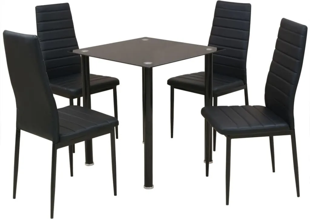 Table de salle à manger 4 places noire pour repas en famille ou amis