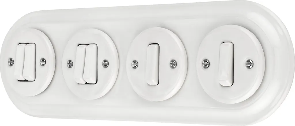 Interrupteur encastré Porcelaine Blanche Rétro Série PR1 Double Quadruple