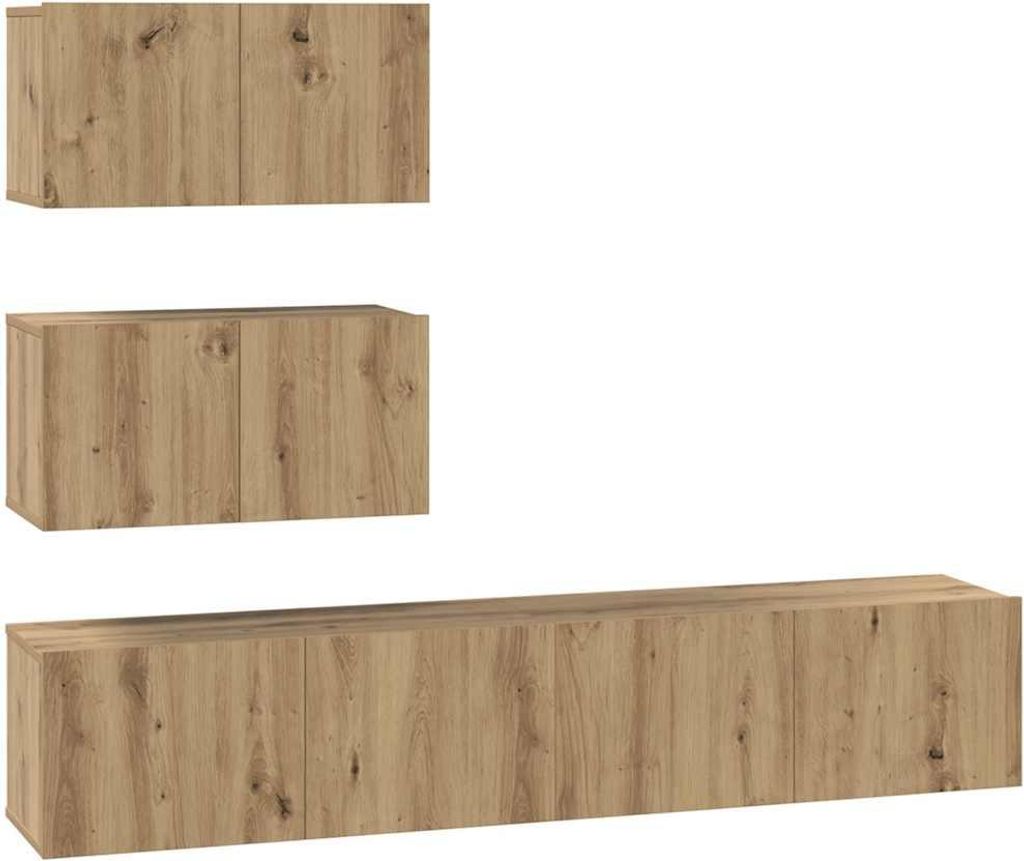 vidaXL TV-Schrankset Wandmontiert 4 pcs Artisan-Eiche Holzwerkstoff