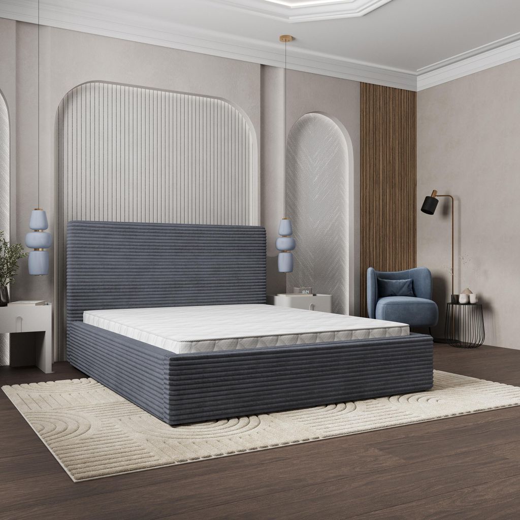 Masseno Polsterbett MIRETTI 180x200 cm, Polsterbett mit Bettkästen -Grau, TILIA 90