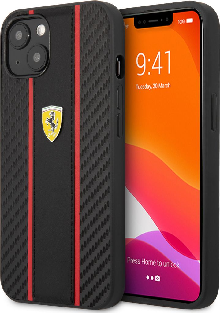 Ferrari iPhone 14 Plus Back cover case - Central Stripe - Black