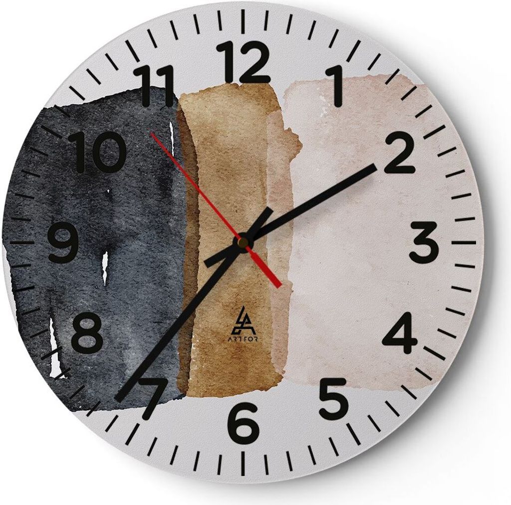 Wanduhr - Rund - Glasuhr - Abstraktion die Farben Aquarell - 40x40cm - Schleichendes Uhrwerk - Lautlos - zum Aufhängen bereit - Dekoration Modern ...