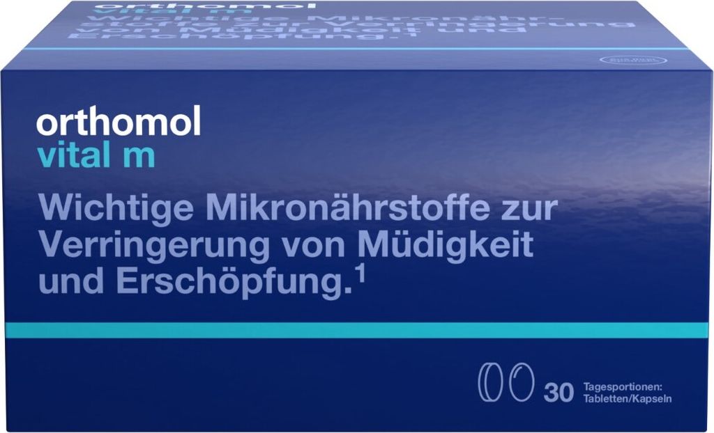 Orthomol Vital m - Mikronährstoffe für Männer - bei Müdigkeit - mit B-Vitaminen, Omega-3-Fettsäuren und Magnesium - Tabletten/Kapseln, 30 St. ...