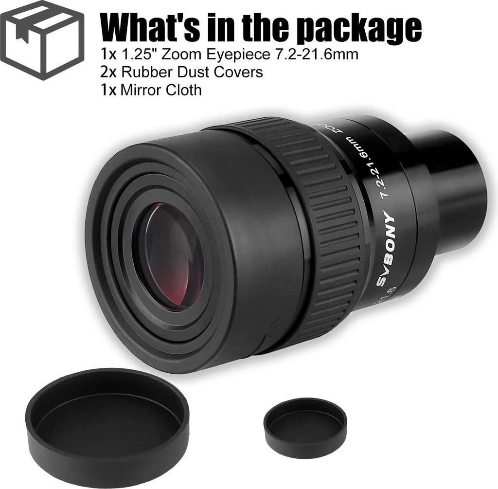 Svbony SV191 Zoom okulár teleskopu 1,25 palce, 7,2-21,6 mm Obrázek produktu 7