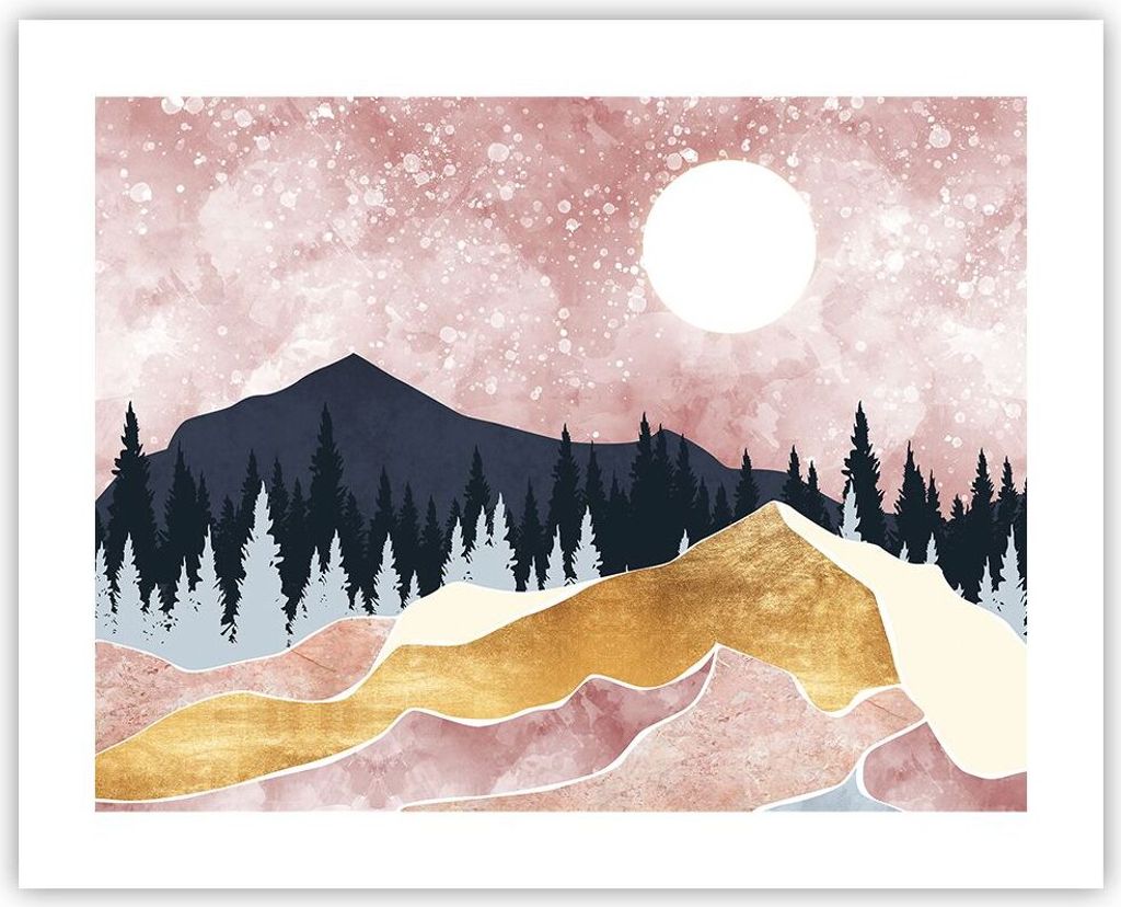 Poster - Poster ohne Rahmen - Grafik Modern Landschaft - 50x40 cm - Wand Bild - Wanddeko - Wandbilder - Kunstposter - Wandposter - Bilder - Kunstdr...