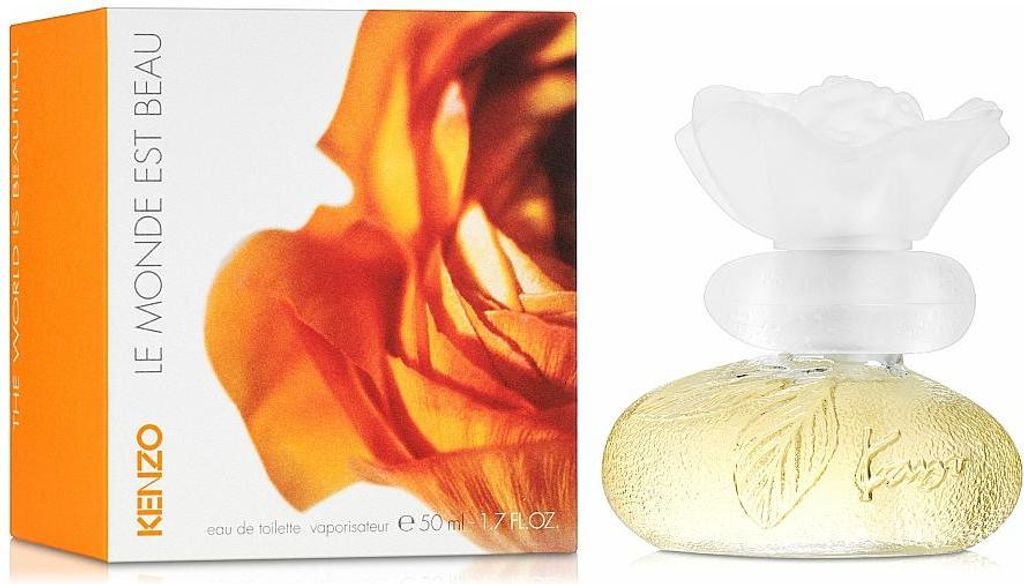 A product shot of Kenzo Le Monde est Beau Eau de Toilette spray and its packaging.