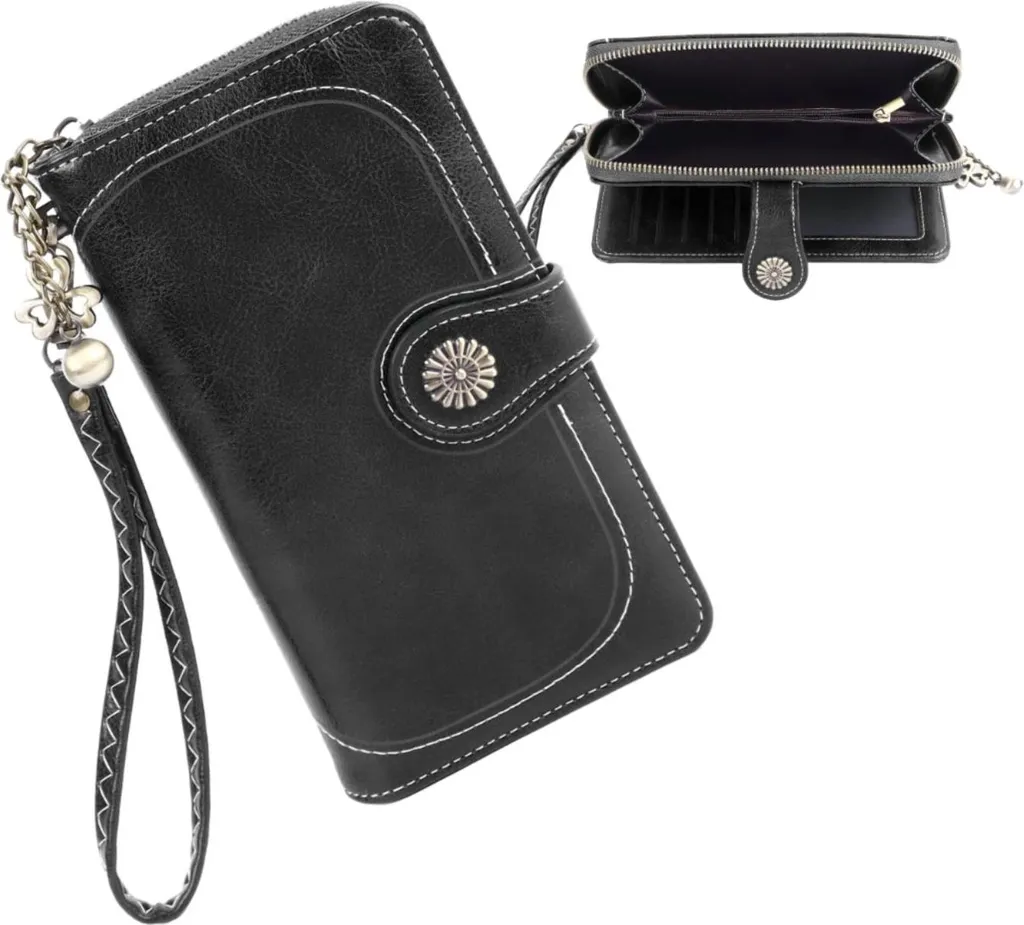 Portafoglio Donna Grande Ecopelle Nero | Business Organizer 19cm - 8