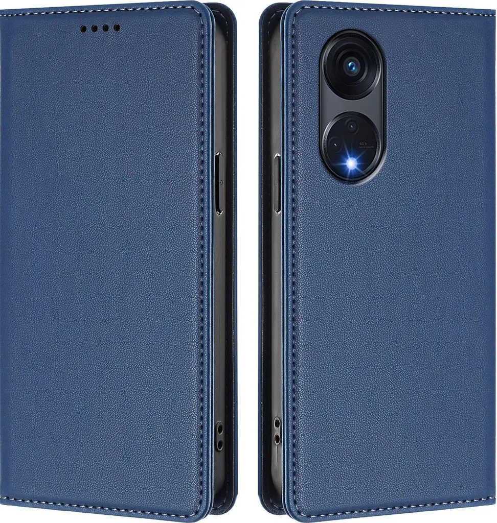 Cover Magnetica Oppo Reno8 T 5G Blu: Protezione 360° Wallet Case